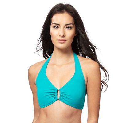 Beach Collection Dark turquoise halter neck bikini top